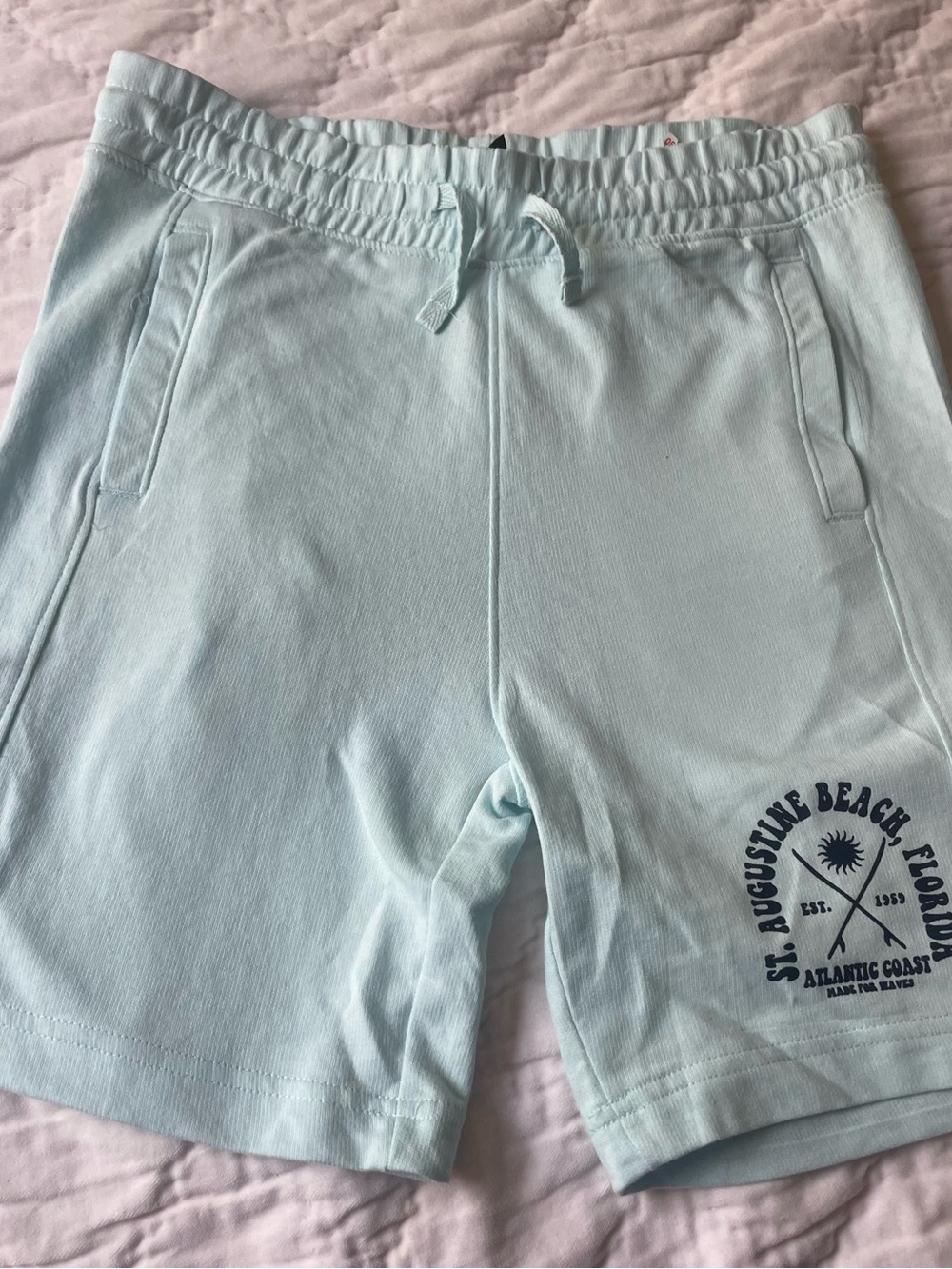 Light Blue Kid’s Athletic Cotton Drawstring Shorts
